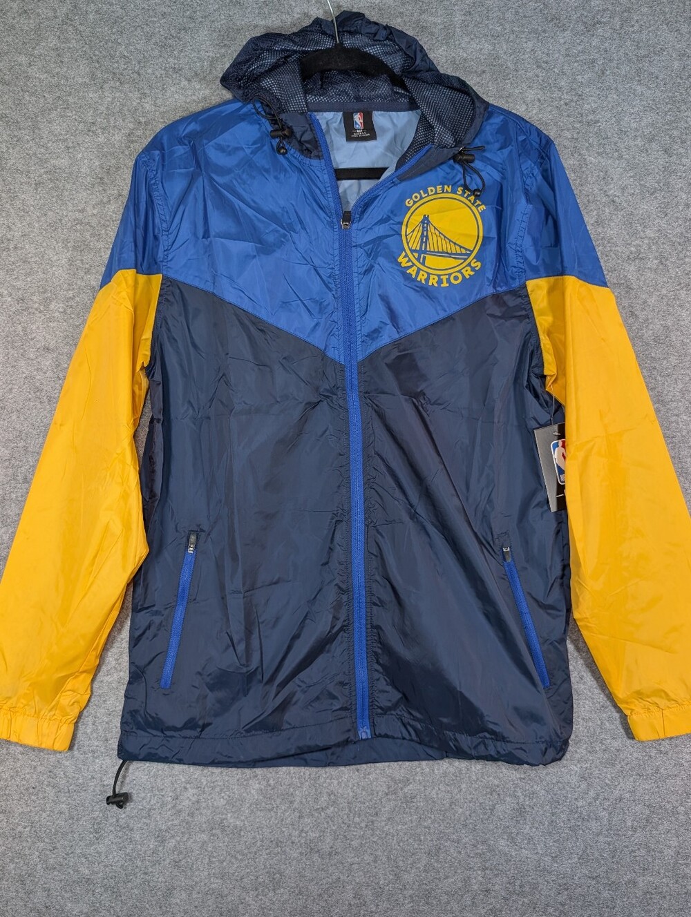 NBA Golden State Warriors Blue Navy & Yellow Windbreaker Jacket